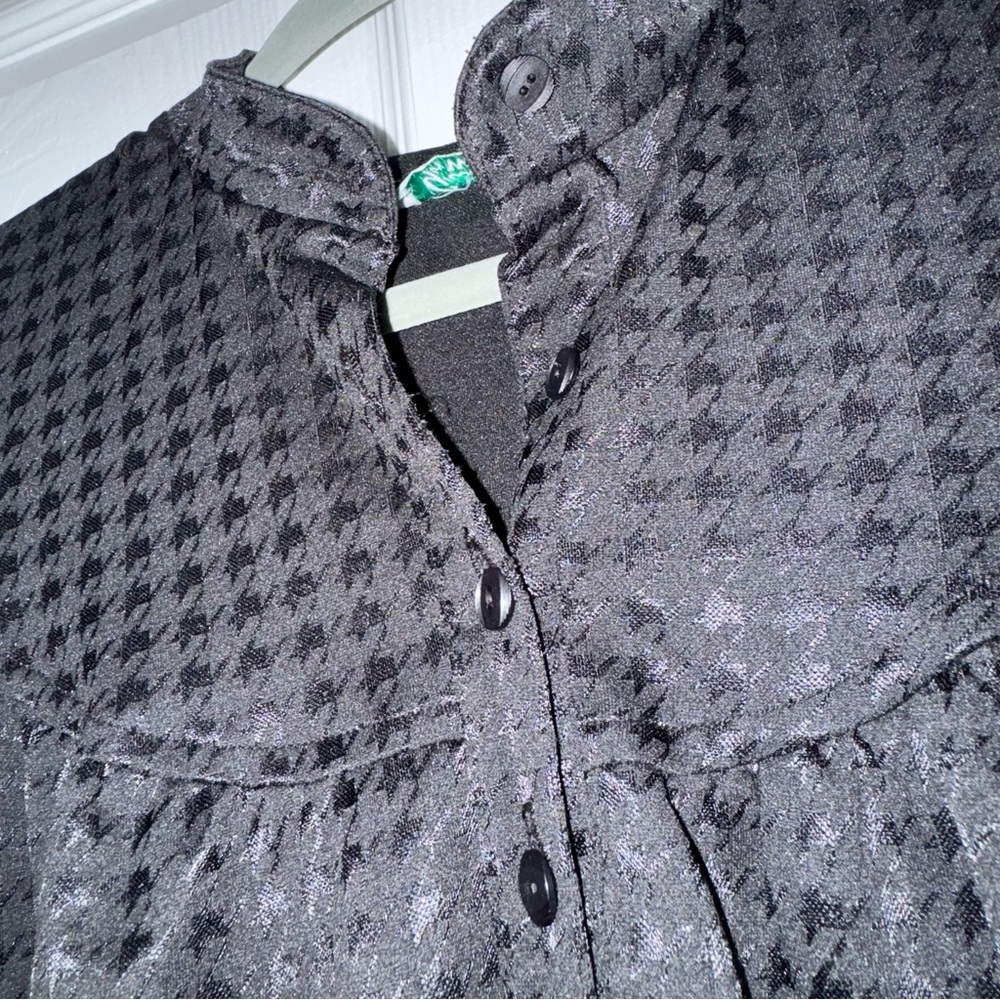 Walden Vintage Black On Black Houndstooth Housedr… - image 7